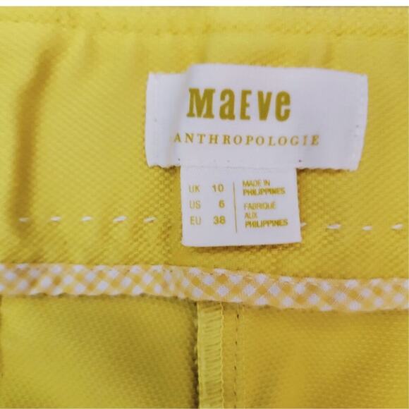 MAEVE High Waist Yellow Cigarette Capri Pants Womens 6 Glamorous Versatile Rich - Picture 8 of 14